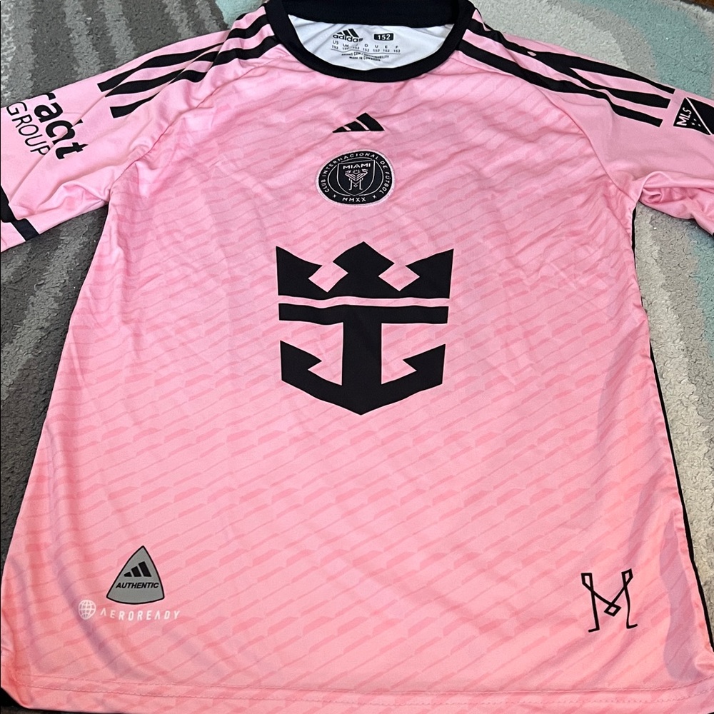 adidas Pink Soccer Jersey with Black Crest